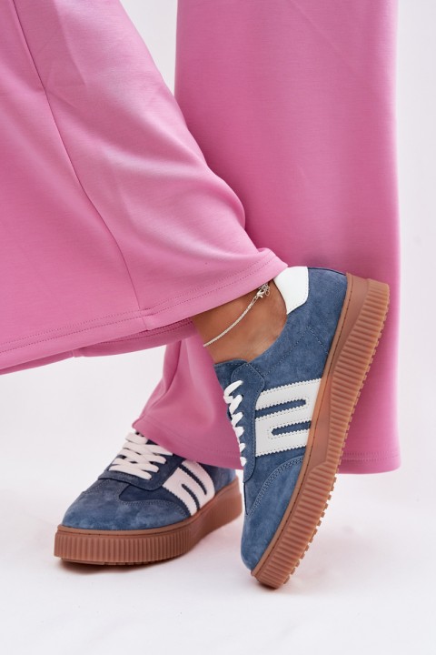 Women's Sneakers Made of Natural Suede Blue Delyssia