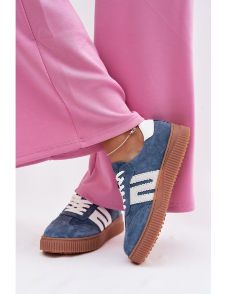 Women's Sneakers Made of Natural Suede Blue Delyssia