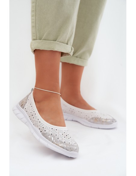 Leather Openwork Ballerinas S.Barski GR61-5973 White