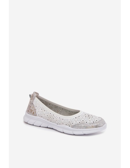 Leather Openwork Ballerinas S.Barski GR61-5973 White