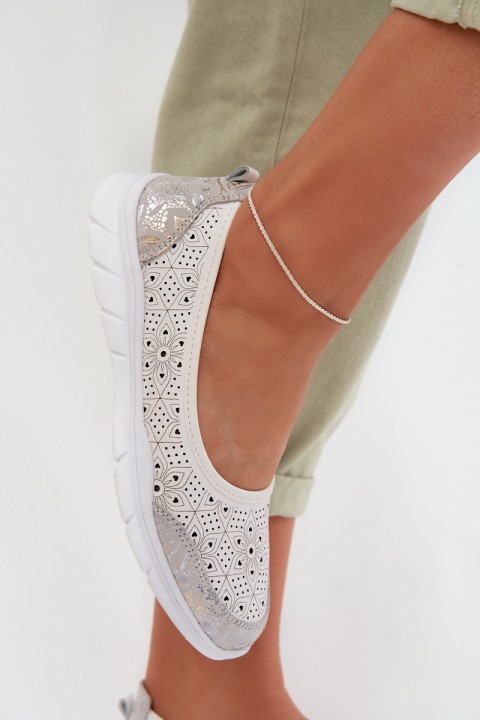 Leather Openwork Ballerinas S.Barski GR61-5973 White