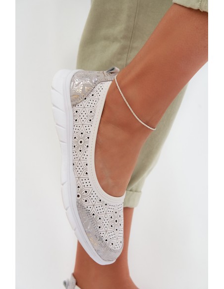 Leather Openwork Ballerinas S.Barski GR61-5973 White