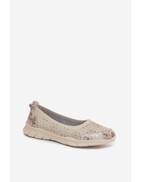 Leather Openwork Ballerinas S.Barski GR61-5973 Beige