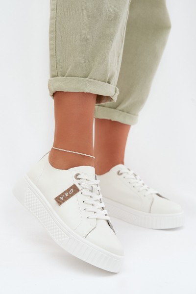 Women's Sneakers Made of Natural Leather D&A GR61-5591 White