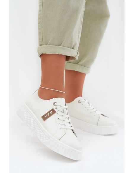 Women's Sneakers Made of Natural Leather D&A GR61-5591 White