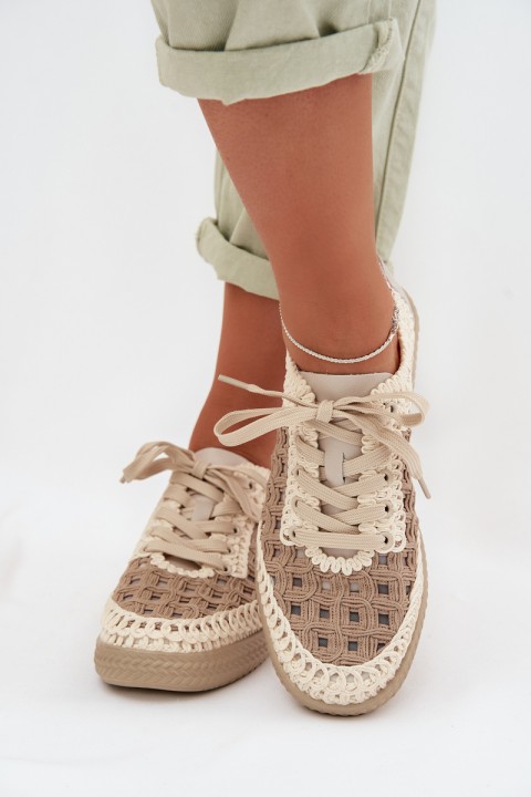 Leather Backpacks Women's Loafers D&A GR61-5951 Beige