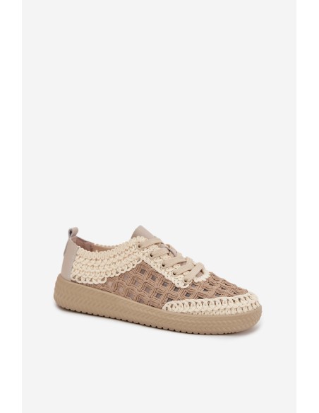 Leather Backpacks Women's Loafers D&A GR61-5951 Beige