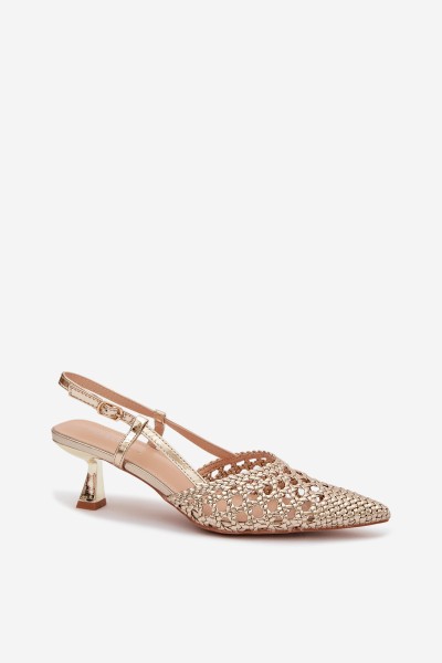 Women's Gold Woven Heeled Sandals Selinae 2