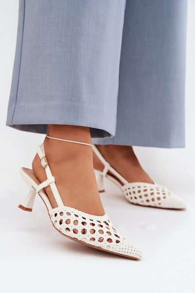 Women's Gold Woven Heeled Sandals Selinae