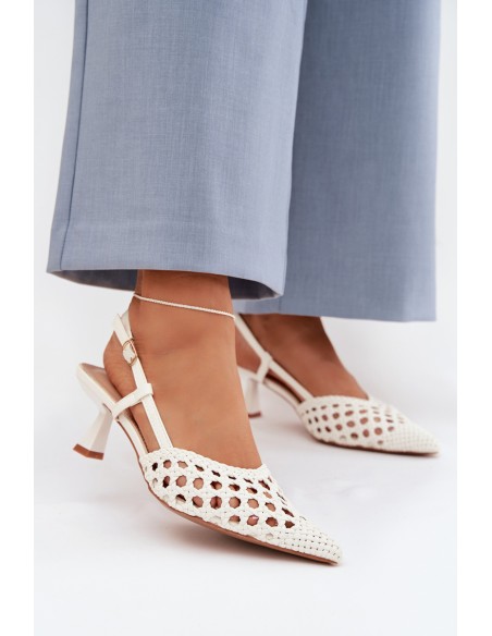 Women's Gold Woven Heeled Sandals Selinae