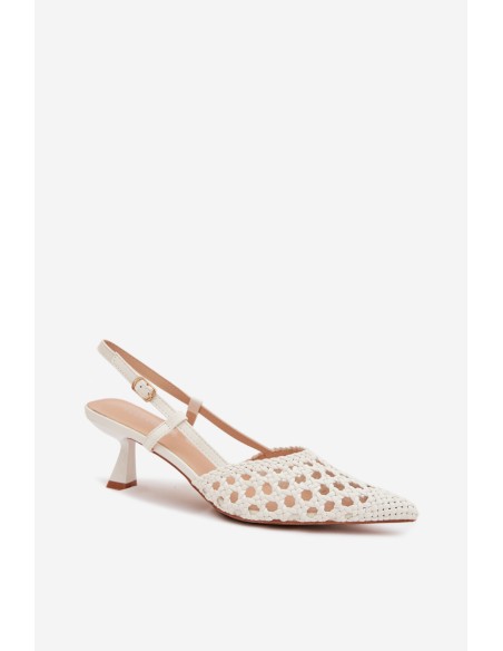 Women's Gold Woven Heeled Sandals Selinae