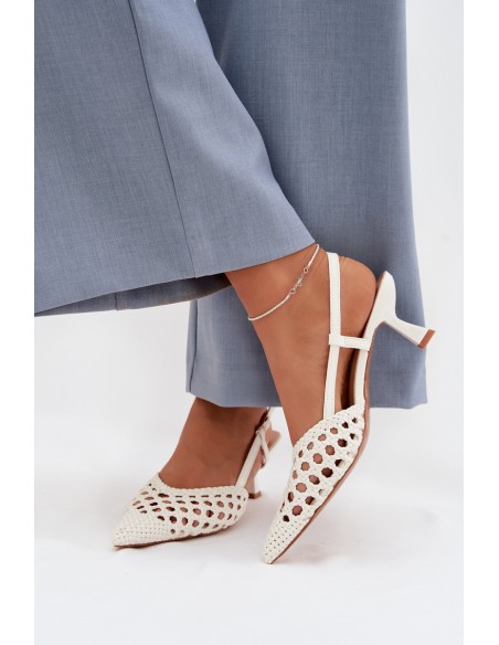 Women's Gold Woven Heeled Sandals Selinae