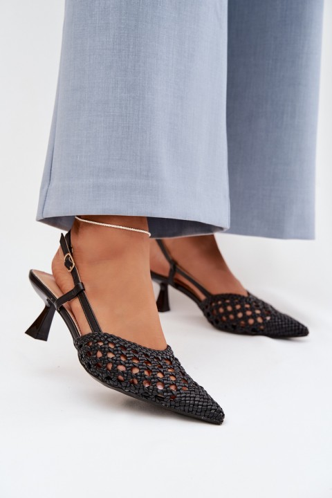 Women's Plecione Heeled Sandals Black Selinae