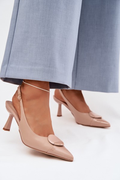 Women's High Heel Sandals With Decorative Detail Beige Mariae