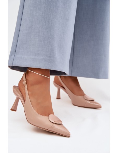 Women's High Heel Sandals With Decorative Detail Beige Mariae