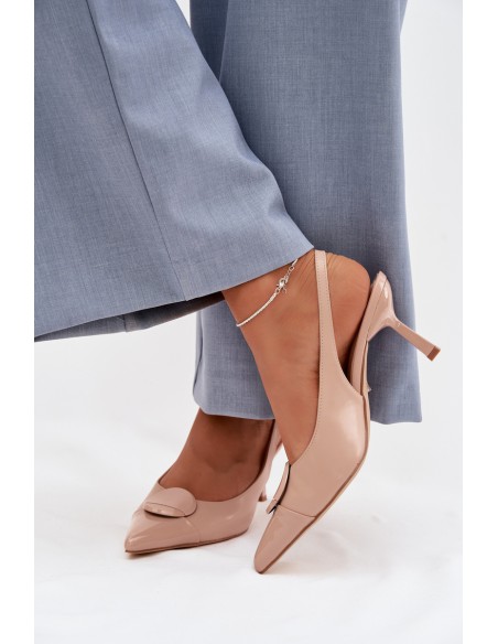 Women's High Heel Sandals With Decorative Detail Beige Mariae