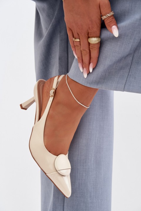 Women's High Heel Sandals With Decorative Detail Light Beige Mariae