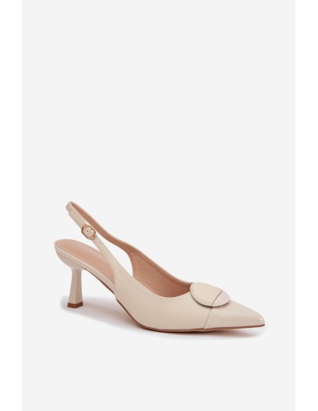 Women's High Heel Sandals With Decorative Detail Light Beige Mariae