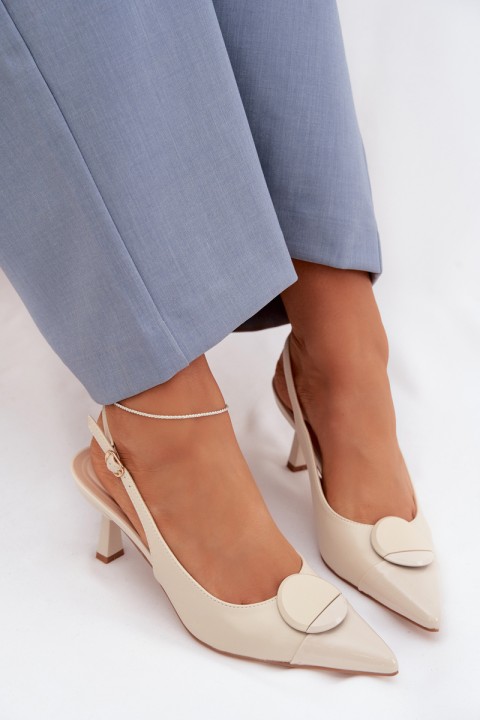 Women's High Heel Sandals With Decorative Detail Light Beige Mariae