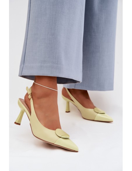 Women's High Heel Sandals With Decorative Detail Yellow Mariae