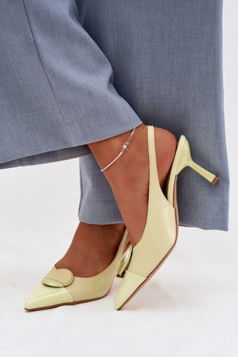 Women's High Heel Sandals With Decorative Detail Yellow Mariae