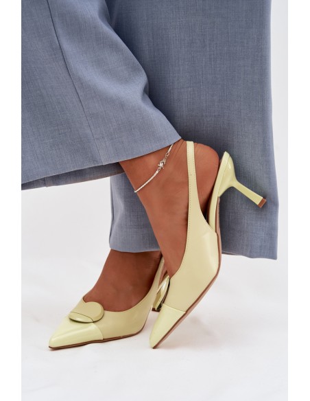 Women's High Heel Sandals With Decorative Detail Yellow Mariae