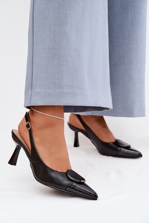 Women's High Heel Sandals With Decorative Detail Black Mariae