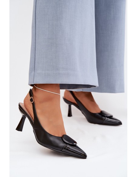 Women's High Heel Sandals With Decorative Detail Black Mariae