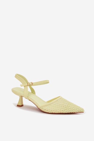 Women's Heeled Sandals With Mesh Yellow Brilora 2