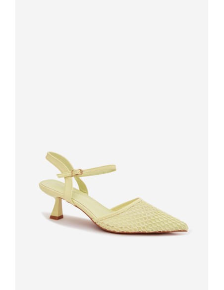 Women's Heeled Sandals With Mesh Yellow Brilora