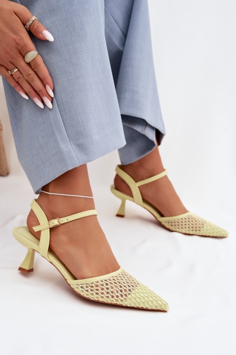 Women's Heeled Sandals With Mesh Yellow Brilora