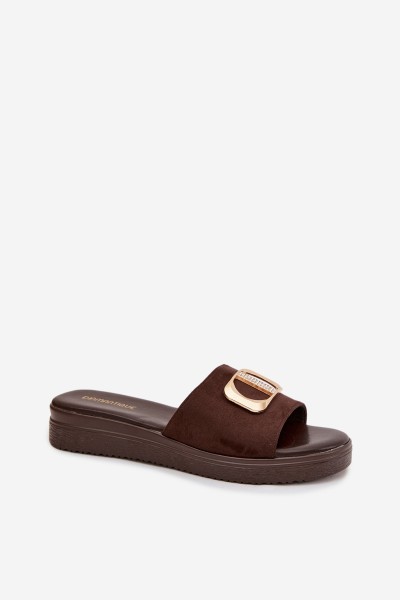 Women's Chocolate Slippers With Gold Detail Elmera 2