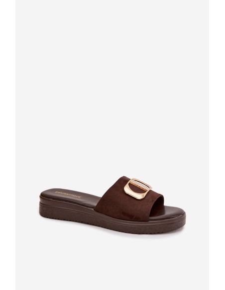 Women's Chocolate Slippers With Gold Detail Elmera