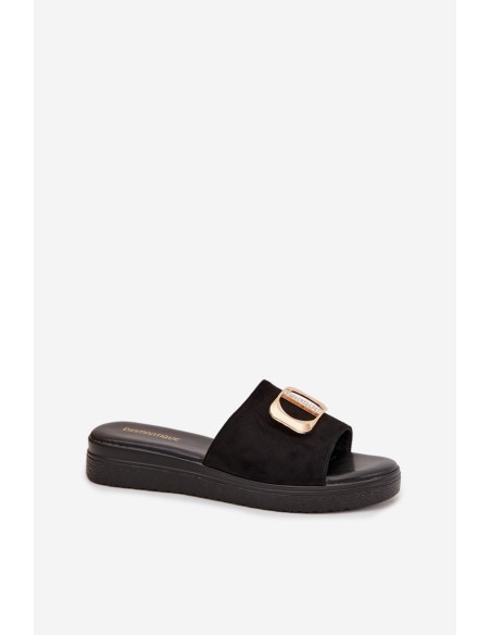 Women's Black Slippers With Gold Detail Elmera