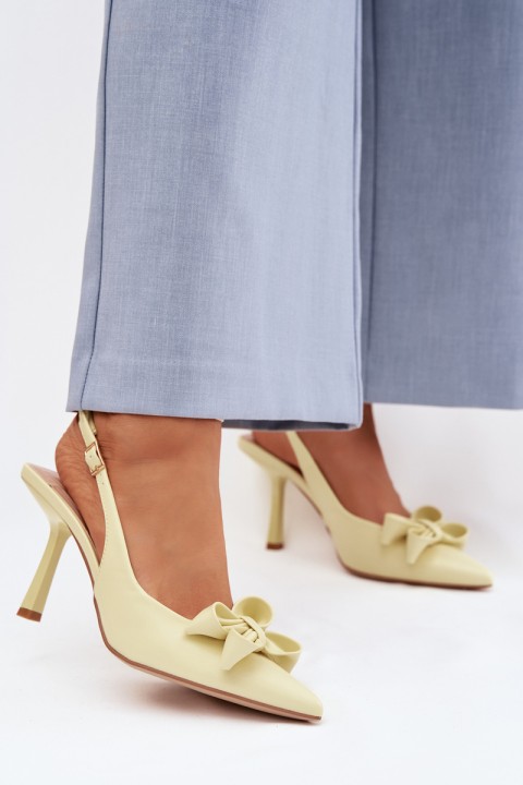 Women's High Heeled Sandals With Bow Yellow Jonera