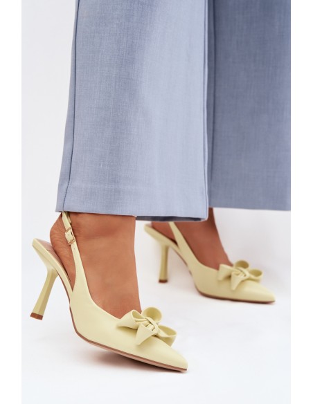 Women's High Heeled Sandals With Bow Yellow Jonera