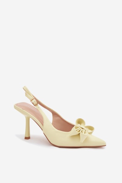 Women's High Heeled Sandals With Bow Yellow Jonera 2