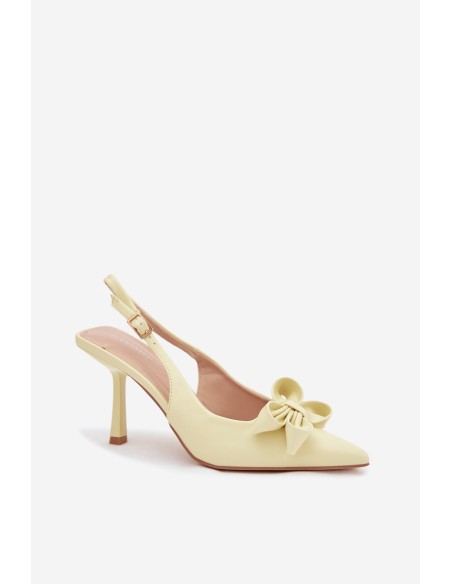 Women's High Heeled Sandals With Bow Yellow Jonera