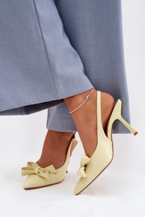 Women's High Heeled Sandals With Bow Yellow Jonera