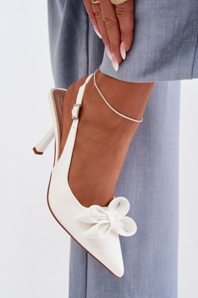Women's High Heel Sandals With Bow White Jonera