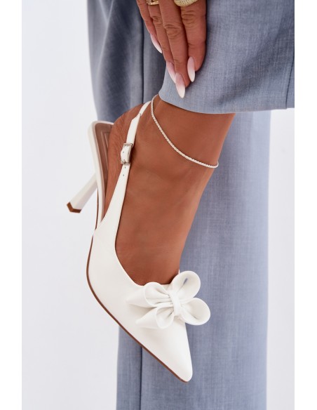Women's High Heel Sandals With Bow White Jonera