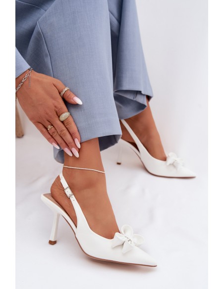 Women's High Heel Sandals With Bow White Jonera