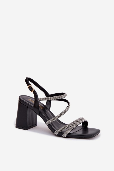 Women's Block Heel Sandals With Straps And Rhinestones Brelia