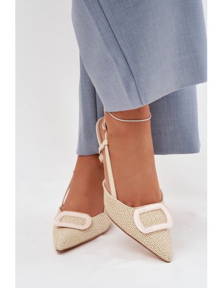 Women's High Heel Sandals With Decorative Element Beige Eslina