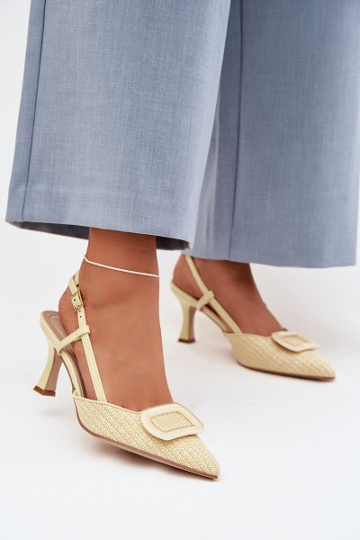 Women's High Heel Sandals With Decorative Element Yellow Eslina