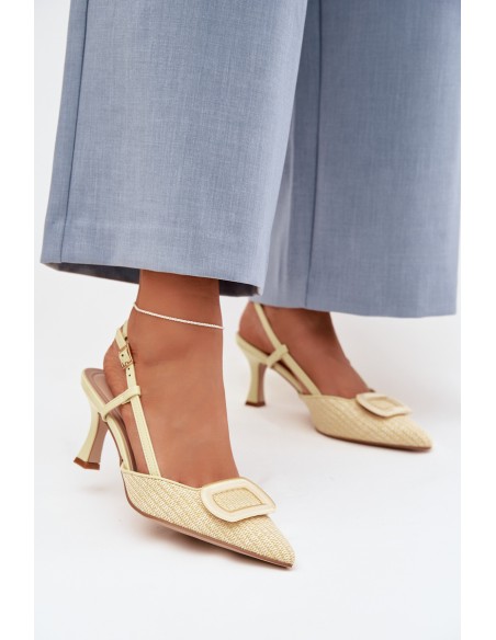 Women's High Heel Sandals With Decorative Element Yellow Eslina