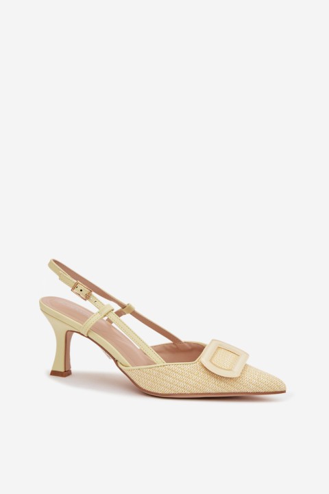 Women's High Heel Sandals With Decorative Element Yellow Eslina