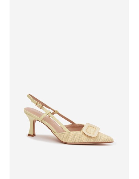 Women's High Heel Sandals With Decorative Element Yellow Eslina