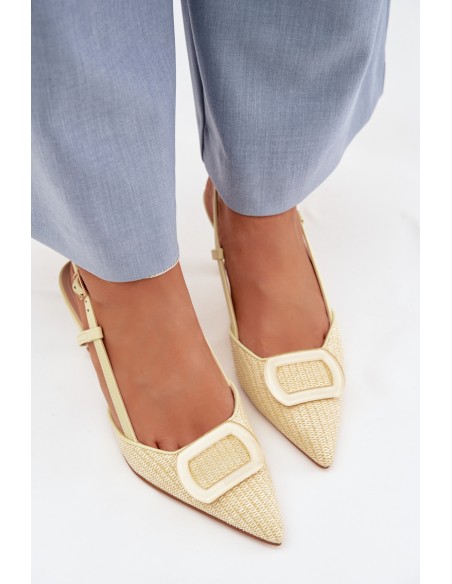 Women's High Heel Sandals With Decorative Element Yellow Eslina