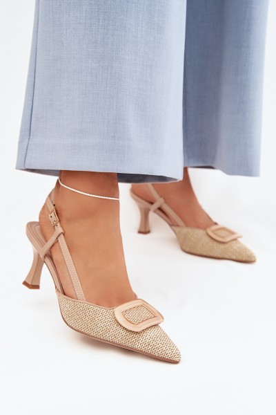 Women's High Heel Sandals With Decorative Element Nude Eslina